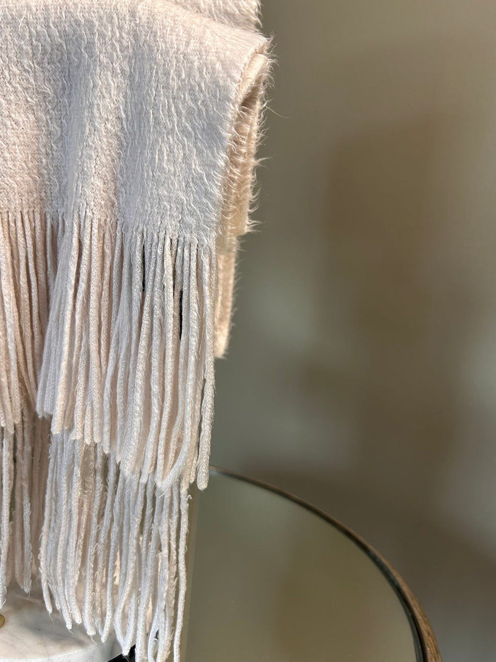 Cejon 100% Acrylic Fringed Scarf – Ivory & Camel