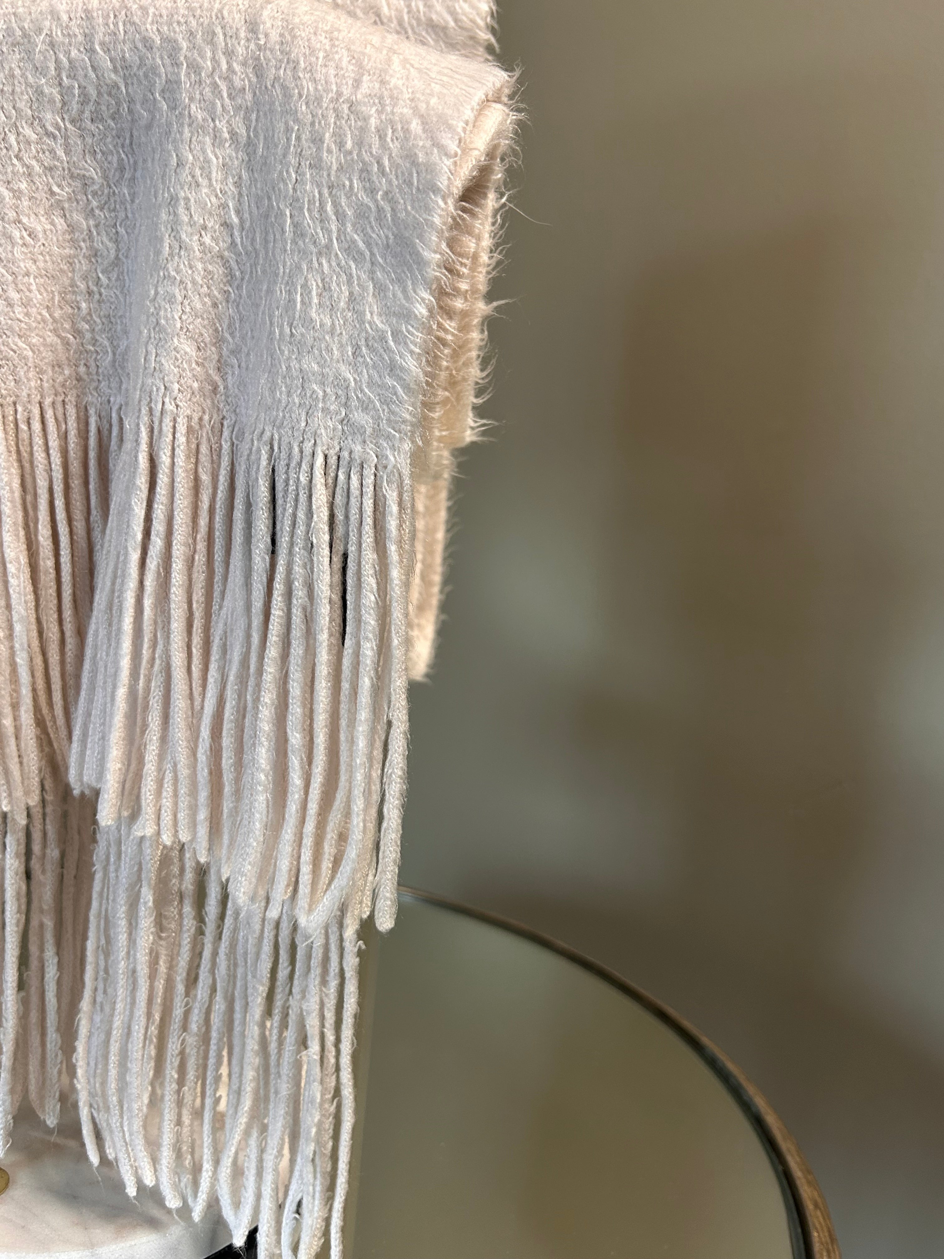 Cejon 100% Acrylic Fringed Scarf – Ivory & Camel