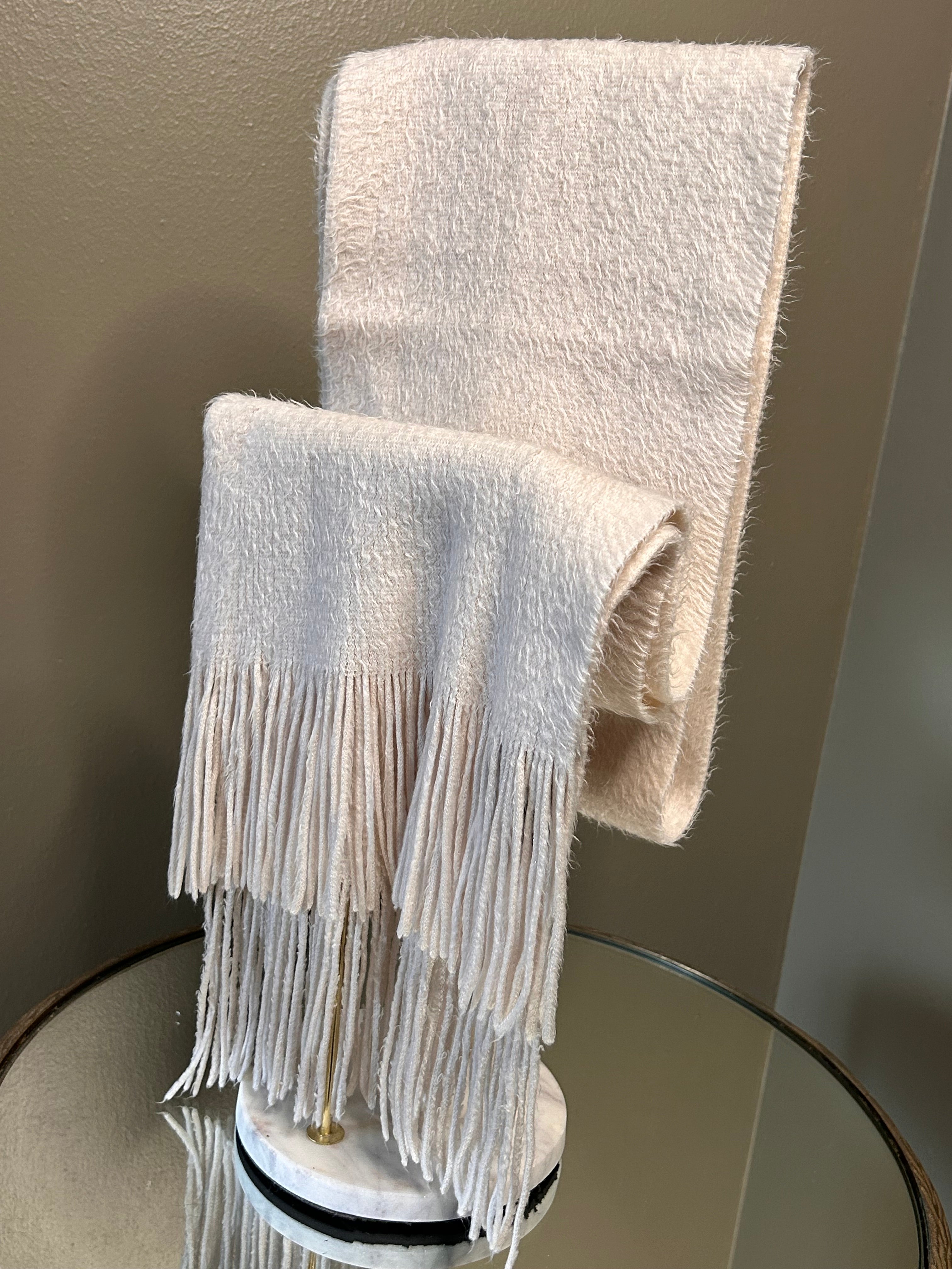 Cejon 100% Acrylic Fringed Scarf – Ivory & Camel