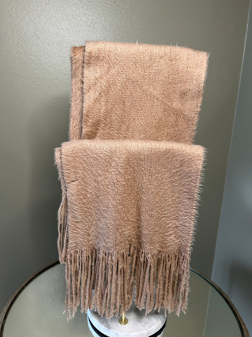 Cejon 100% Acrylic Fringed Scarf – Ivory & Camel