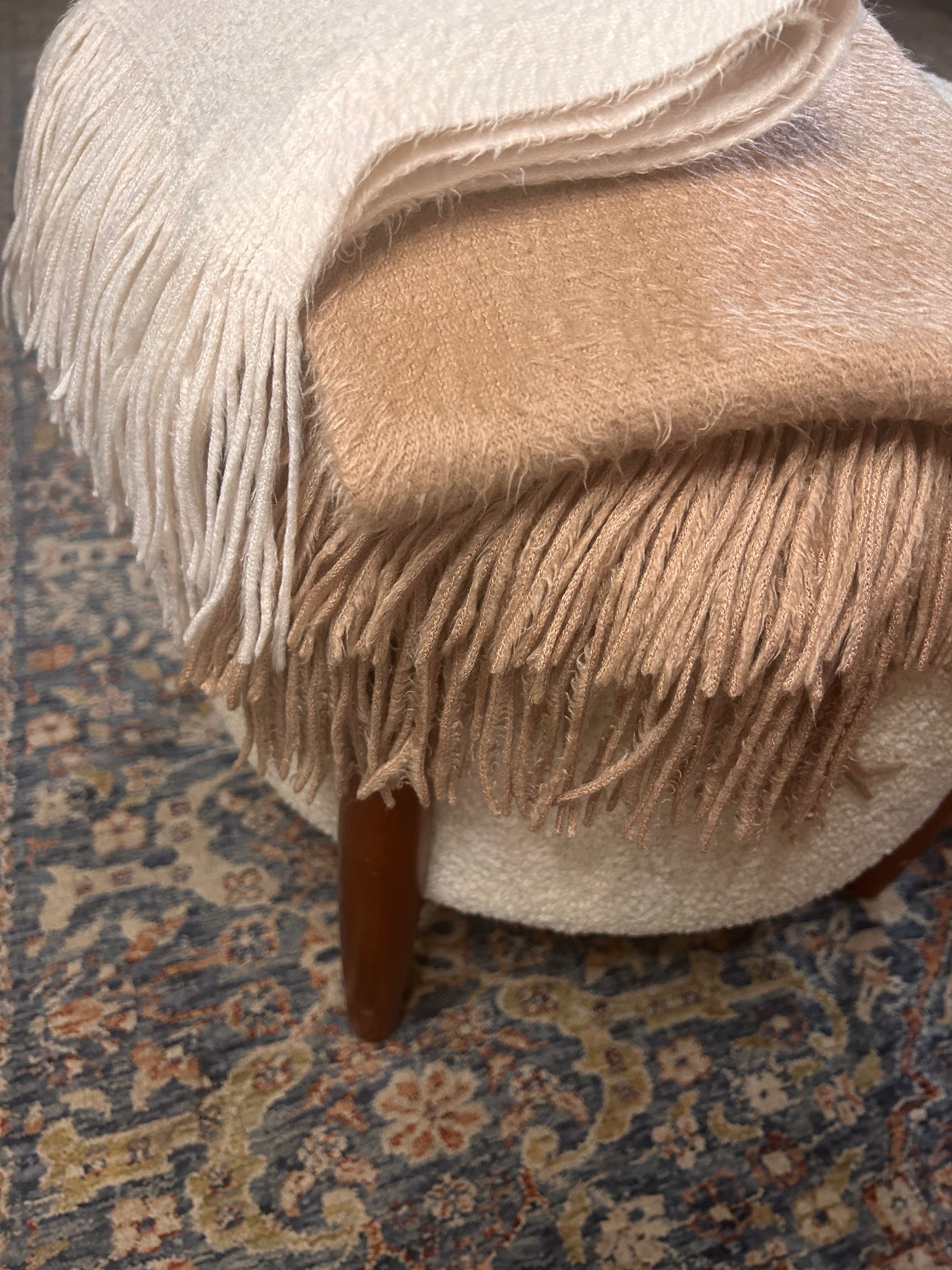 Cejon 100% Acrylic Fringed Scarf – Ivory & Camel